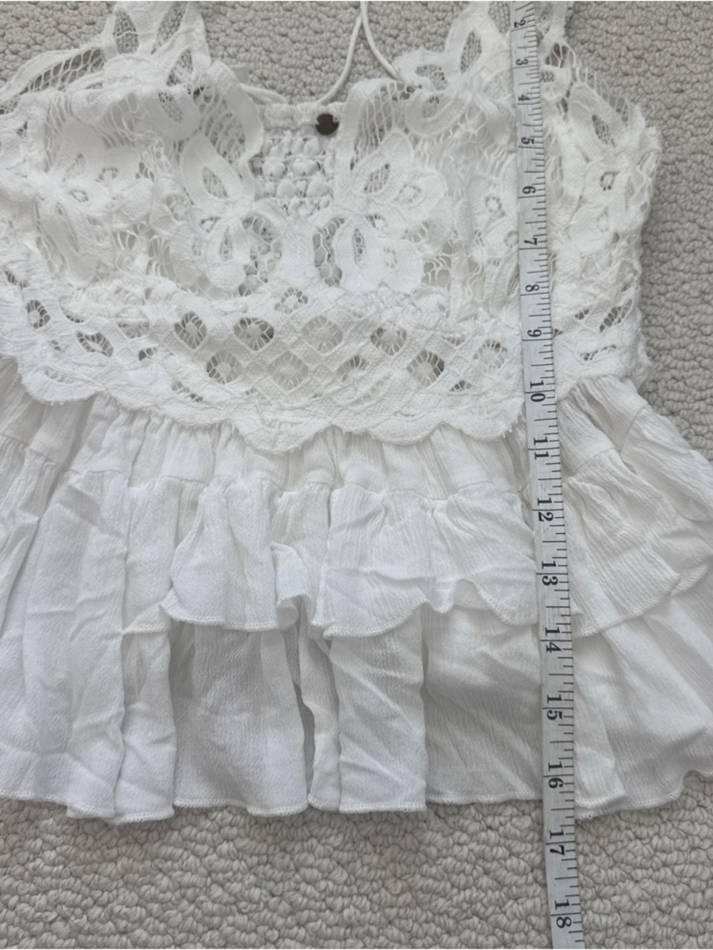 Free People White Crochet Lace Ruffled Cami - Picture 7 of 9